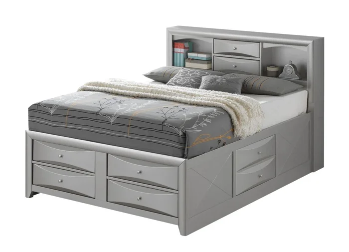 Glory Furniture G1503G Queen Bookcase Storage Bed in Silver
