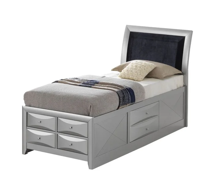 Glory Furniture G1503I Twin Sleigh Storage Bed in Silver