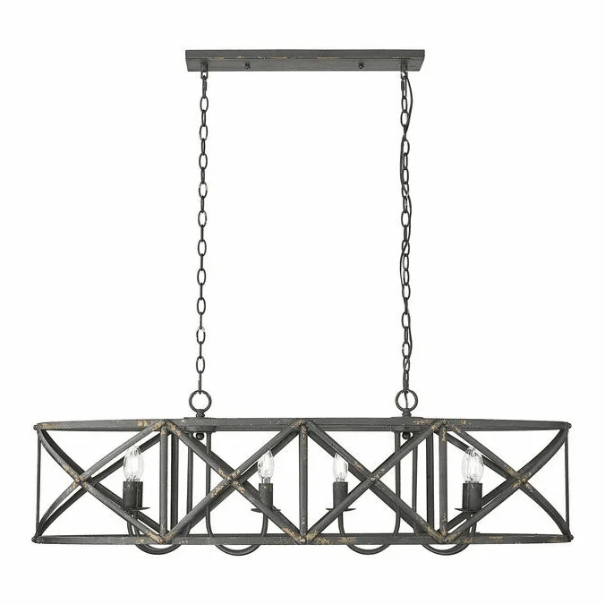 Golden Lighting 0890-LP ABI Alcott Retro Antique Black Iron Island Lighting