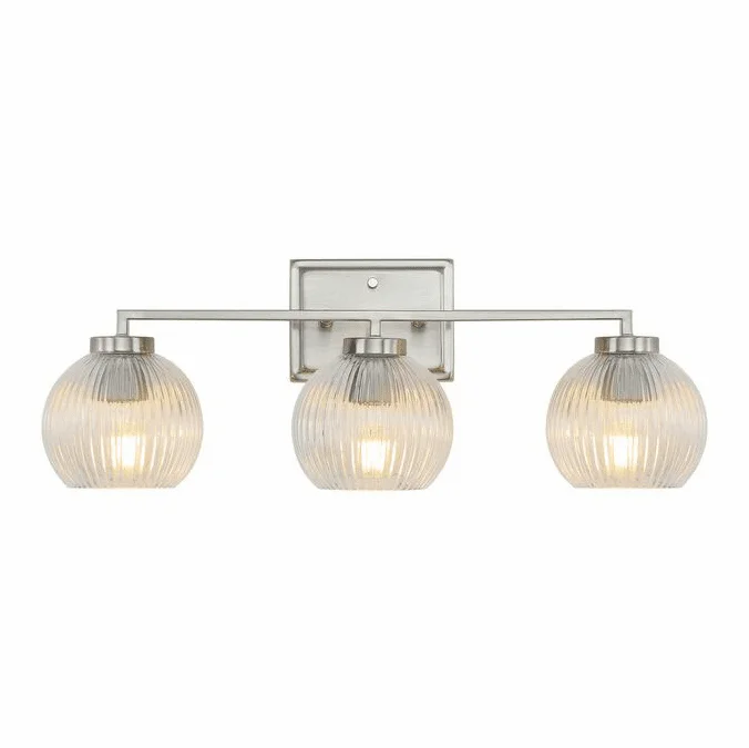 Golden Lighting 3094-BA3 PW-RIB Elliott Contemporary Pewter 3-Light Bath Sconce