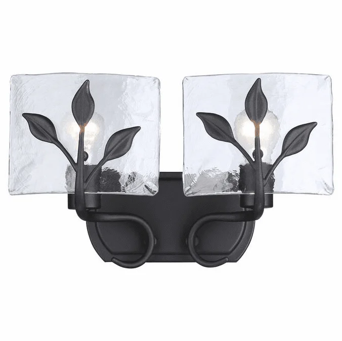 Golden Lighting 3160-BA2 NB-HWG Calla Contemporary Natural Black 2-Light Bath Light Fixture