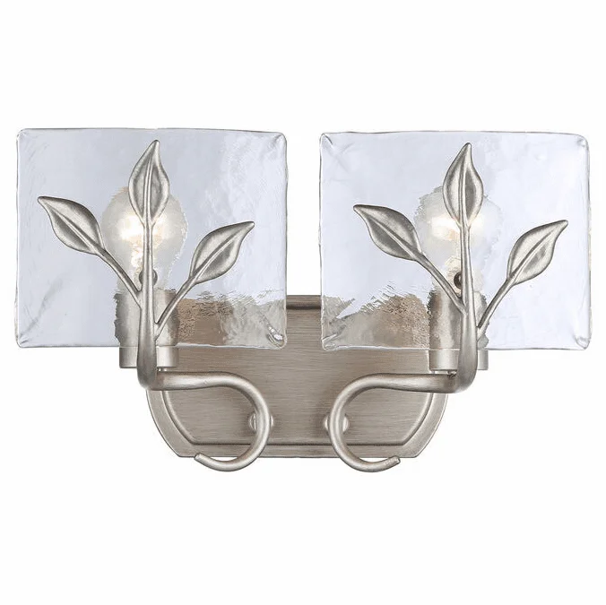 Golden Lighting 3160-BA2 PS-HWG Calla Modern Peruvian Silver 2-Light Vanity Lighting