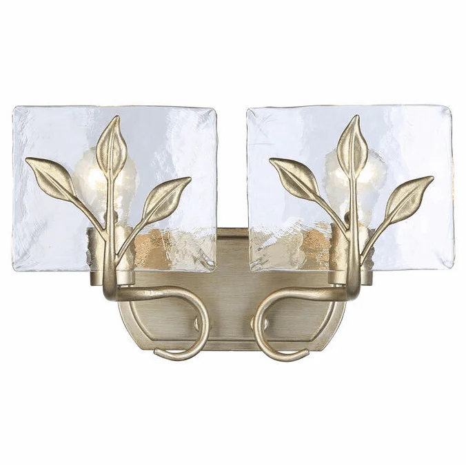 Golden Lighting 3160-BA2 WG-HWG Calla Modern White Gold 2-Light Bath Light Fixture