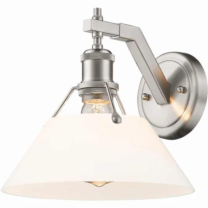 Golden Lighting 3306-1W PW-OP Orwell Pewter / Opal Glass Lighting Sconce