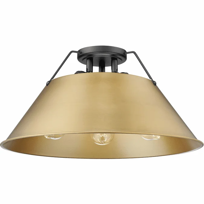 Golden Lighting 3306-3FM BLK-BCB Orwell Matte Black / Brushed Champagne Bronze Ceiling Light