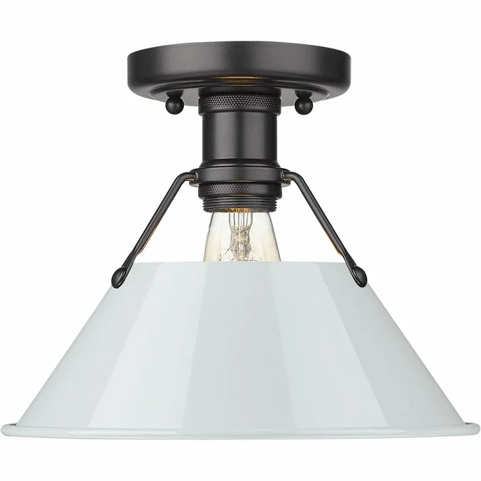 Golden Lighting 3306-FM BLK-DB Orwell Matte Black / Dusky Blue Ceiling Lighting Fixture