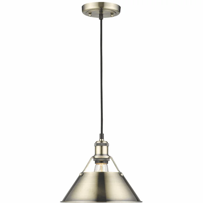 Golden Lighting 3306-M AB-AB Orwell Aged Brass 10″ Mini Hanging Light