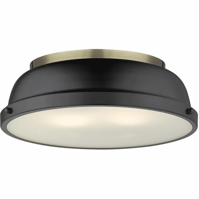 Golden Lighting 3602-14-AB-BLK Duncan Contemporary Aged Brass Ceiling Light Fixture
