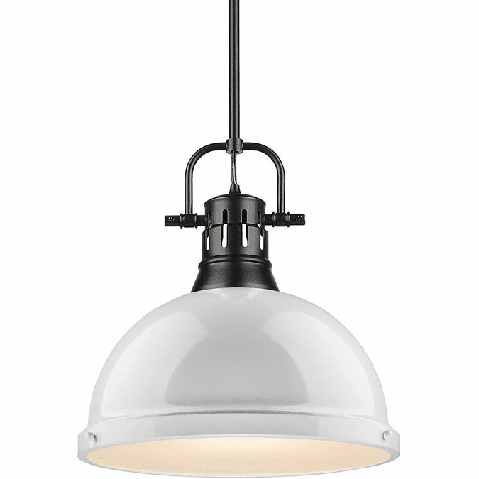 Golden Lighting 3604-L BLK-WH Duncan Matte Black Drop Lighting