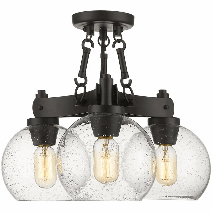 Golden Lighting 4855-SF RBZ-SD Galveston Modern Rubbed Bronze Flush Ceiling Light Fixture