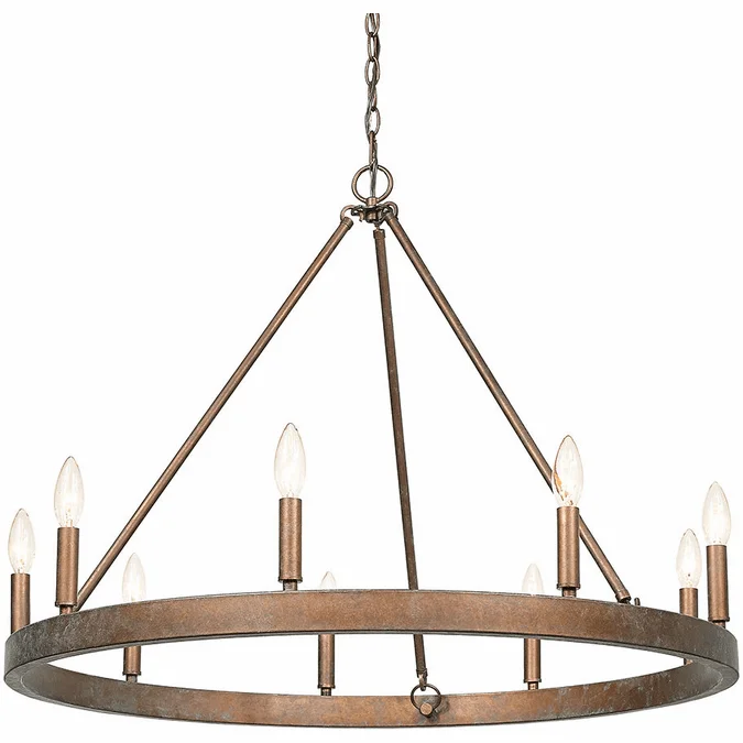 Golden Lighting 7412-9 CP Carraway Copper Patina Lighting Chandelier