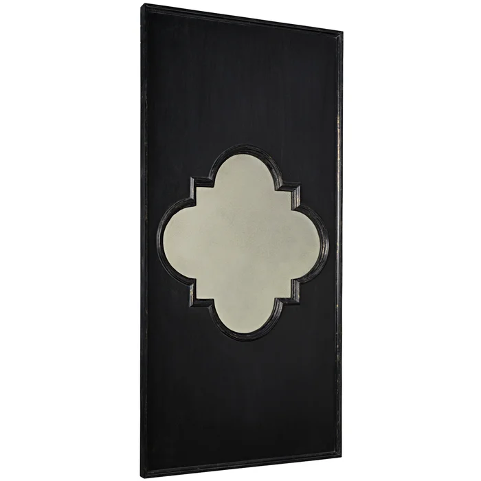 good luck mirror, hand rubbed black with gold trim