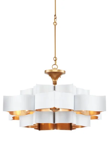 Grand Lotus Collection Six Light Chandelier in Sugar White/Contemporary Gold Leaf (142|9000-0857)