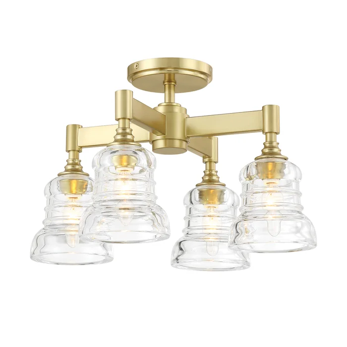 gregory 4 light aged brass semi flush mount