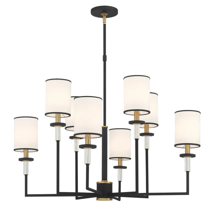 hatfield 8 light black forged + vibrant gold chandelier