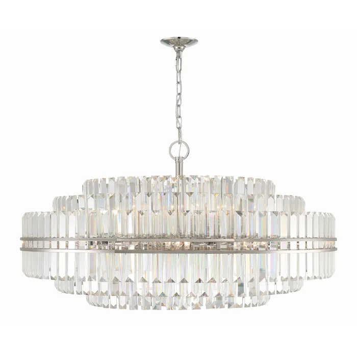 Hayes 32 Light Polished Nickel Chandelier Faceted Crystal 40.5″W x 21″H x 40.5″D