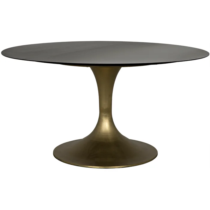herno table, steel with brass finished base