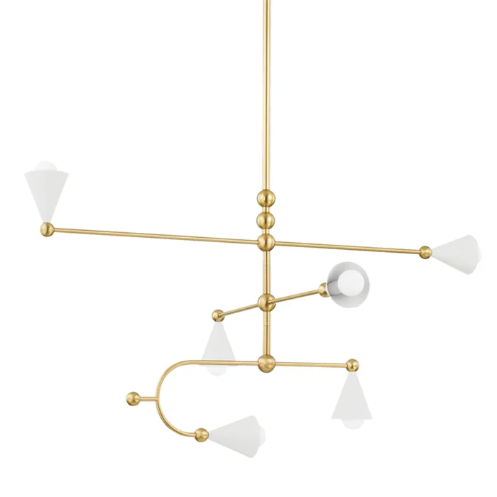 Hikari 6-Light Chandelier in Aged Brass/Soft White by DABITO 24L x 42.5W x 22.75H