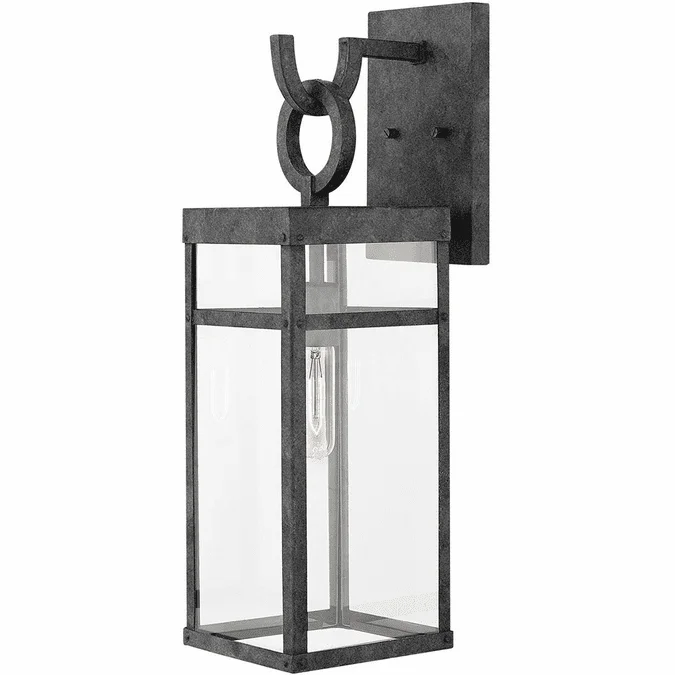 Hinkley 2804DZ-LL Porter Modern Aged Zinc LED Outdoor Wall Light Sconce