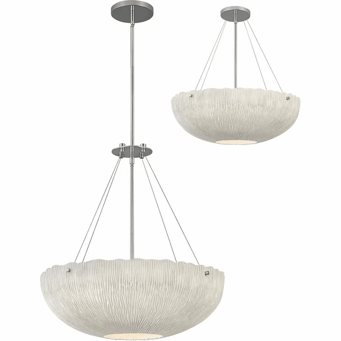 Hinkley 43208SHW Coral Contemporary Shell White / Polished Nickel Pendant Lamp / Ceiling Lighting Fixture