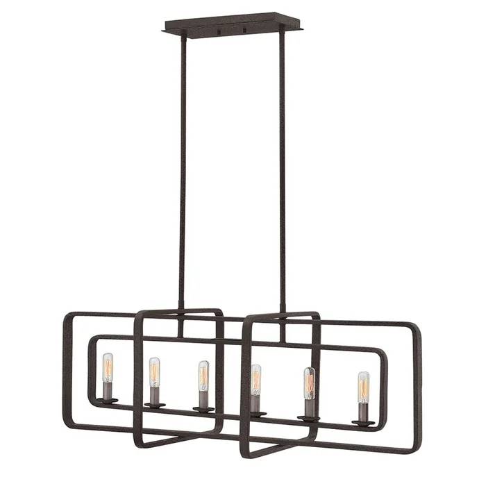 Hinkley Quentin Stem Hung Linear Chandelier – Aged Zinc – 4815DZ