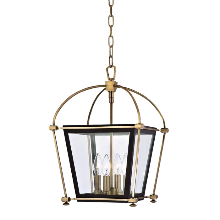 Hollis 4-Light Lantern in Aged Brass 12.75L x 12.75W x 19.25H