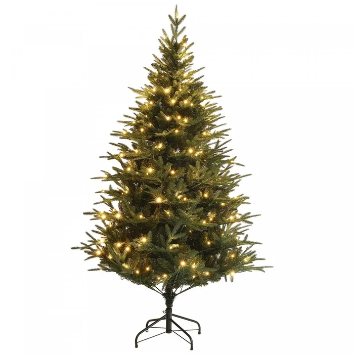 Homcom 5ft Artificial Christmas Tree With Led Lights, Hinged Xmas Tree|Homcom Arbre De Noel Artificiel De 5 Pieds Avec Lumieres Led, Arbre De Noel