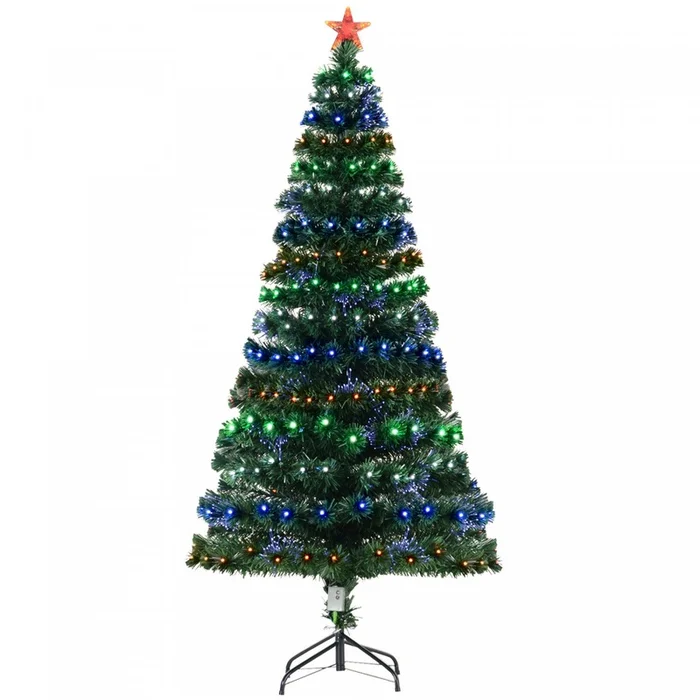 Homcom 6ft Pre-lit Optical Fiber Artificial Christmas Tree With 230 Led Lights And Branches|Homcom Arbre De Noel Artificiel En Fibre Optique Pre-illumine De 6 Pieds Avec 230 Lumieres Led Et Branches