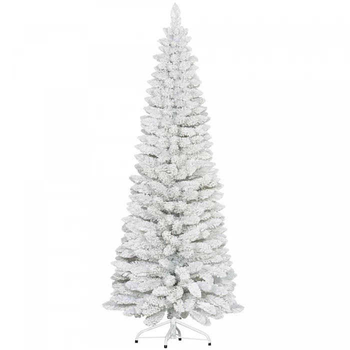 Homcom Snow Flocked Pencil Christmas Tree With Realistic Branch Tips White|Homcom Sapin De Noel Floque Avec Pointes De Branches Realistes, Blanc
