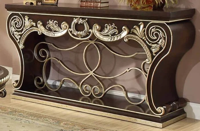 Homey Design HD-213 Console Table in Brown Cherry HD-CON213