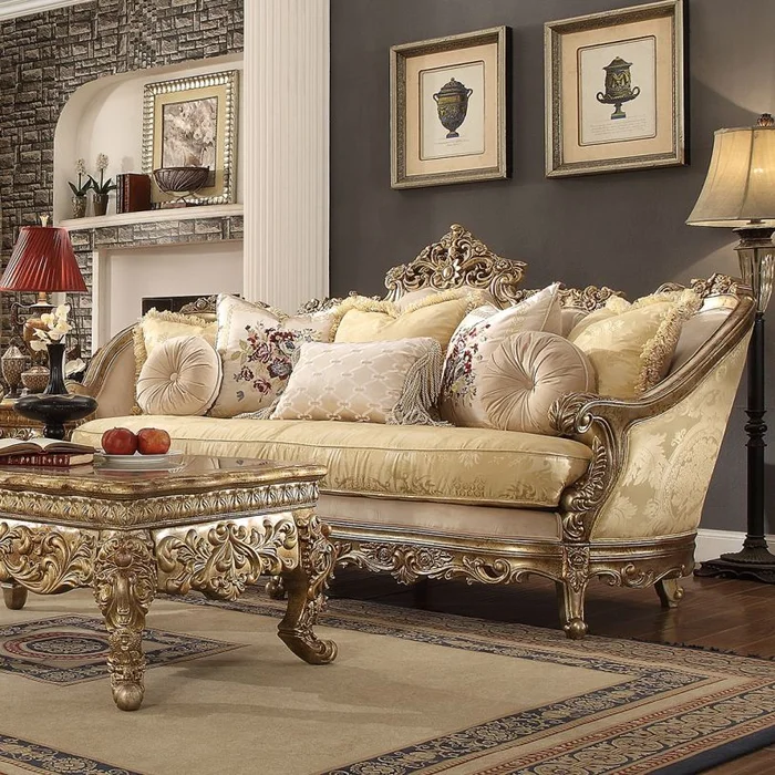 Homey Design HD-2626 Sofa in Metallic Bright Gold HD-S2626