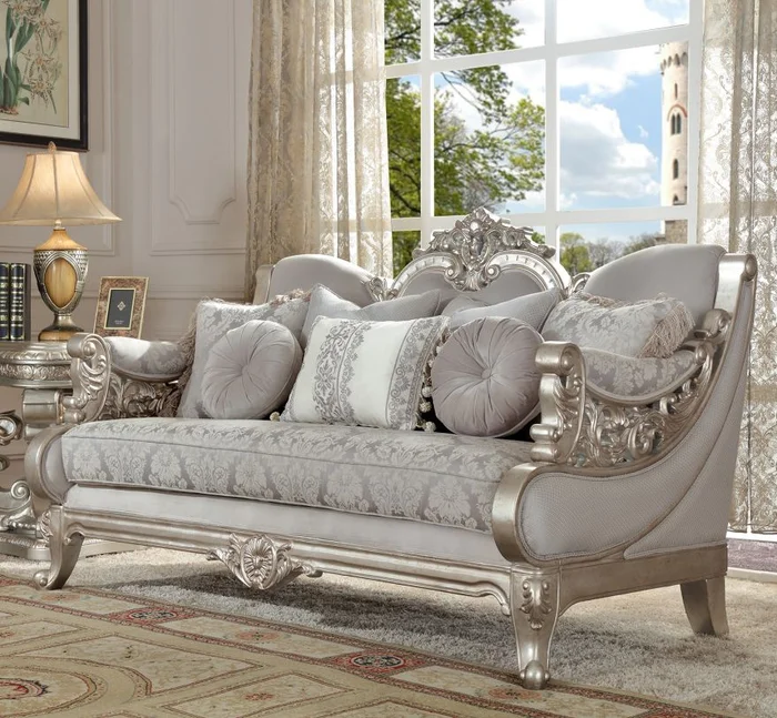 Homey Design HD-2662 Loveseat in Metallic Silver HD-L2662