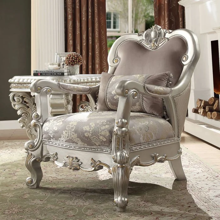 Homey Design HD-372 Chair in Metallic Silver HD-C372