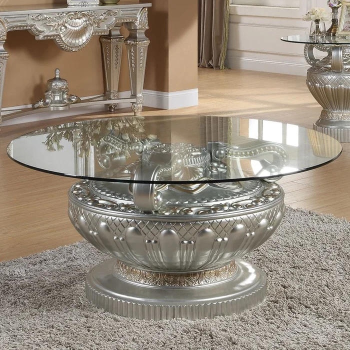 Homey Design HD-8908S Coffee Table in Silver HD-C8908S