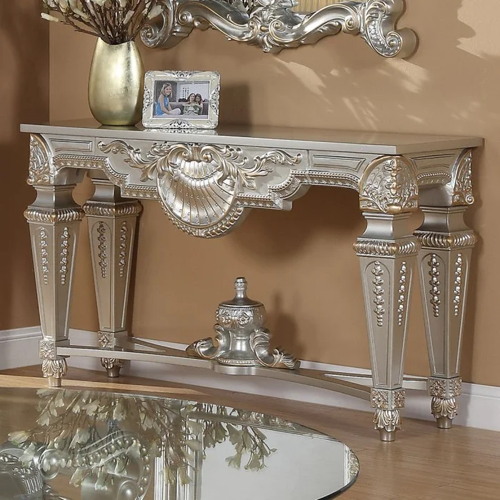 Homey Design HD-8908S Console Table in Silver HD-CON8908S