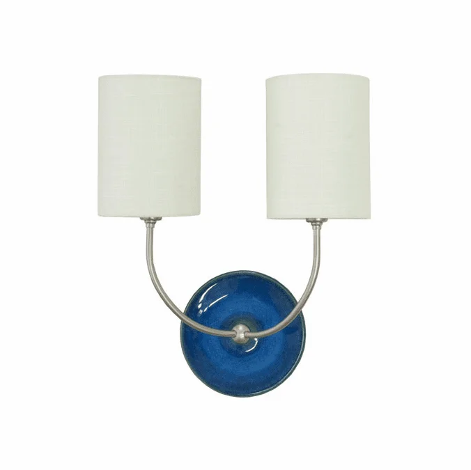 House of Troy GS775-2-SNBG Scatchard Modern Blue Gloss and Satin Nickel Wall Lamp