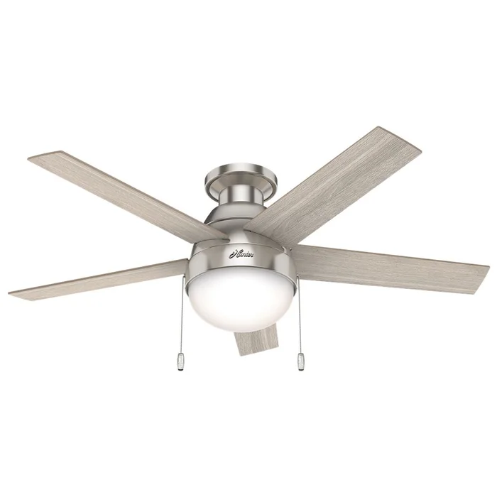 Hunter Anslee 46″ Low Profile Ceiling Fan w/LED Light – Brushed Nickel – 50278