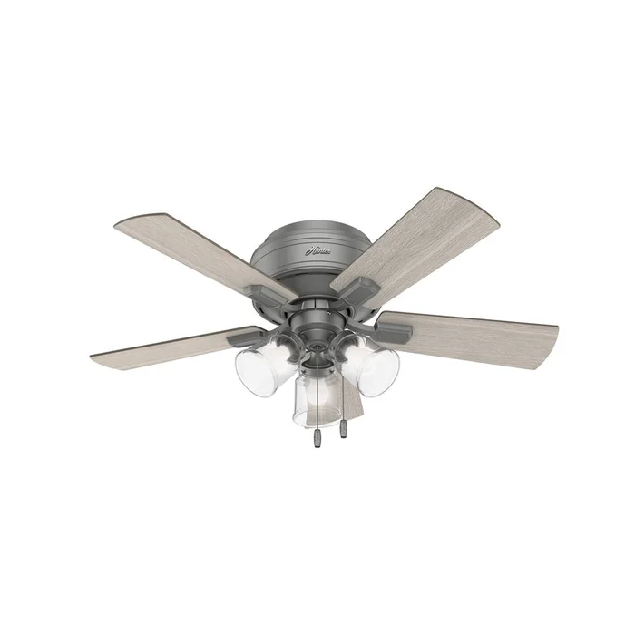 Hunter Crestfield 42″ Low Profile Ceiling Fan w/LED Light – Matte Silver – 51025