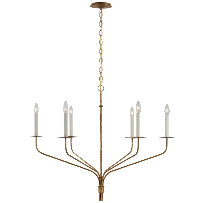Ian K. Fowler Belfair Large Chandelier in Gilded Iron Ceiling Light W36.25″ x H28″