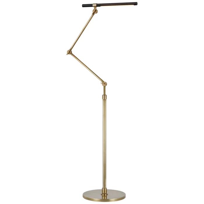 Ian K. Fowler Heron Medium Adjustable Floor Lamp in Hand-Rubbed Antique Brass and Matte Black W10.5″ x H40″ – 46.25″