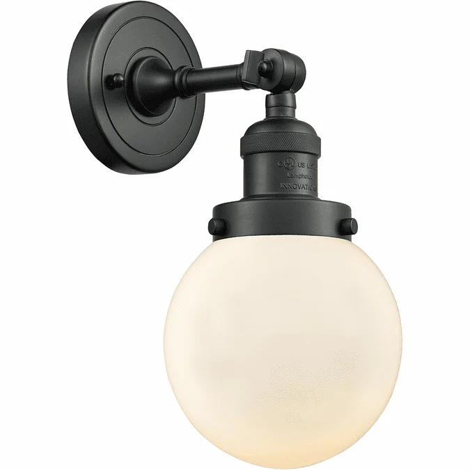 Innovations 203-BK-G201-6 Franklin Restoration Beacon Modern Matte Black Wall Sconce Lighting