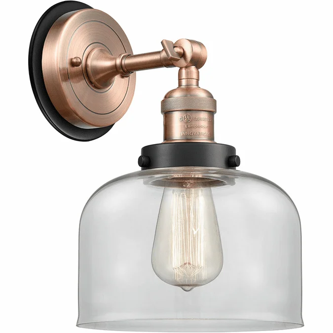 Innovations 203AC-BPBK-HRBK-G72 Franklin Restoration Bell Antique Copper Clear Large Bell Lighting Sconce