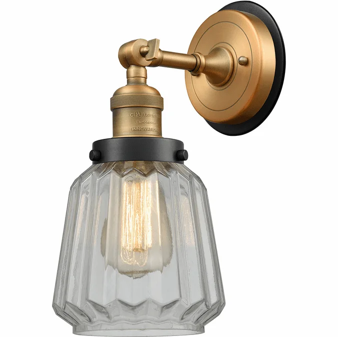 Innovations 203BB-BPBK-HRBK-G142 Franklin Restoration Chatham Brushed Brass Clear Chatham Lighting Sconce