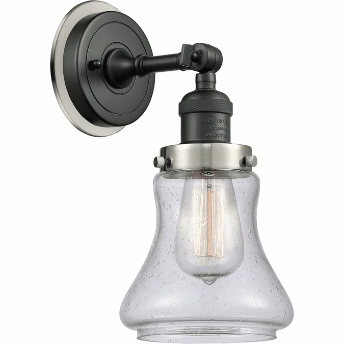 Innovations 203BK-BPSN-HRSN-G194 Franklin Restoration Bellmont Matte Black Seedy Bellmont Wall Lighting Sconce