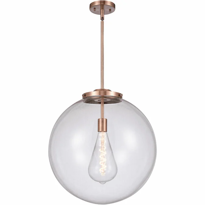 Innovations 221-1S-AC-G202-18 Franklin Restoration Beacon Antique Copper Clear Beacon LED 18″ Ceiling Light Pendant