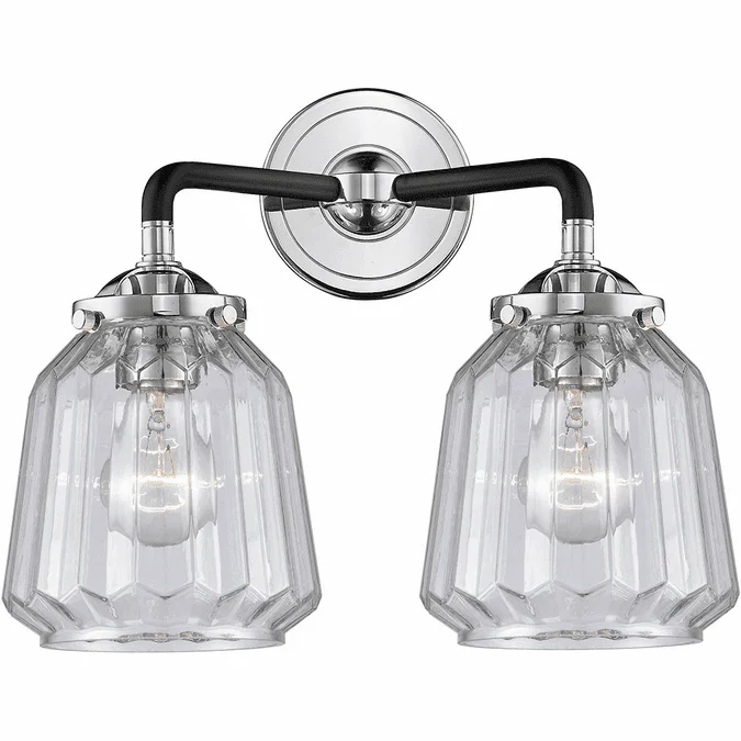 Innovations 284-2W-BPN-G142-LED Nouveau Chatham Contemporary Black Polished Nickel LED 2-Light Vanity Lighting