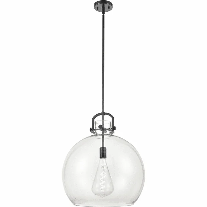 Innovations 410-1S-BK-18CL Newton Sphere Matte Black Clear Newton Sphere LED 18″ Drop Ceiling Light Fixture