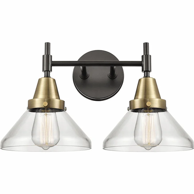 Innovations 447-2W-BAB-G4472 Caden Black Antique Brass Clear Caden 2-Light Bath Lighting Fixture