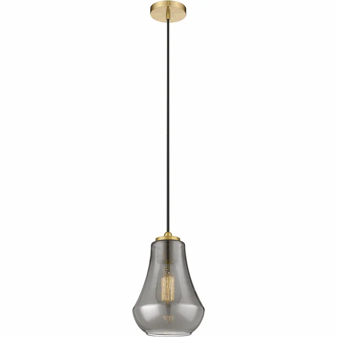 Innovations 490-1P-SG-G573-7 Fairfield Satin Gold Plated Smoke Fairfield LED Mini Hanging Light