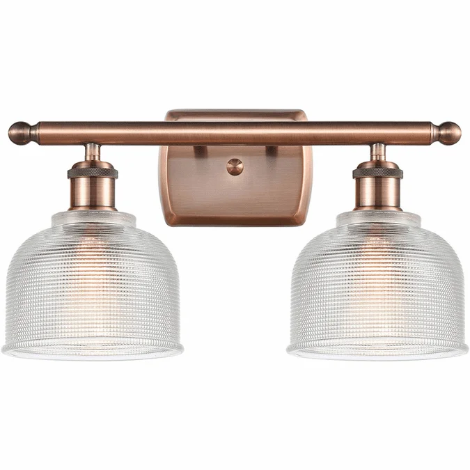 Innovations 516-2W-AC-G412 Ballston Dayton Antique Copper LED 2-Light Bathroom Vanity Light Fixture